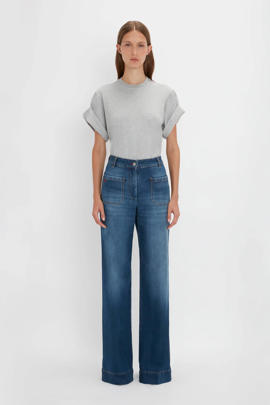 Calça Jeans Alina Cintura Alta em Lavagem Shadow
