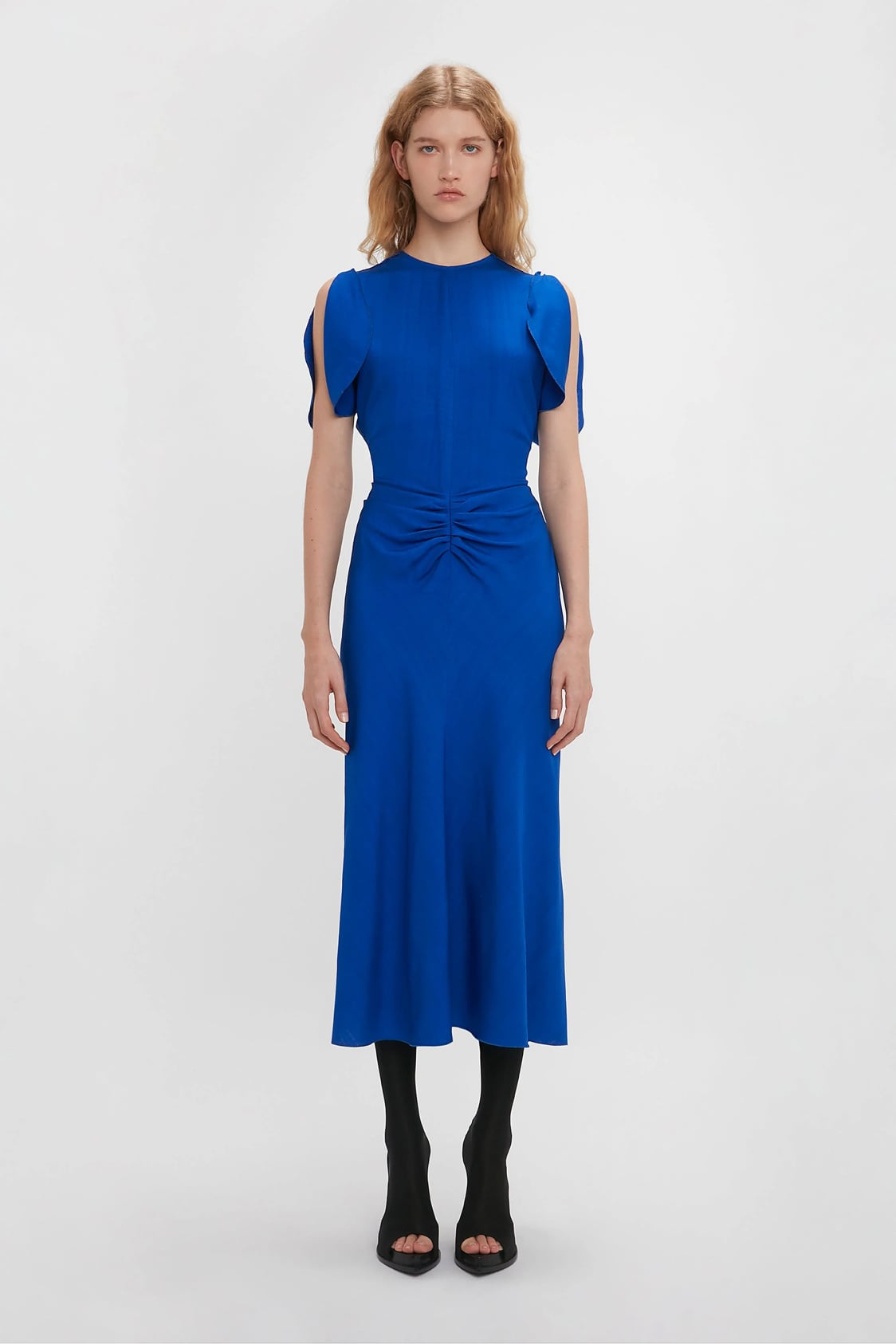 Vestido Cami Vazado com Detalhe de Armação em Azul